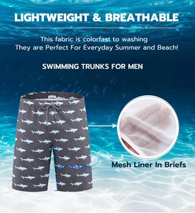 Shorts de bain imprimés pour hommes, séchage rapide, avec cordon de serrage, taille mi-haute décontractée, avec poches, gris - Product Image 4