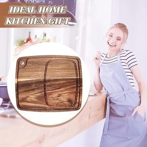 ชุดเขียงไม้สำหรับเสิร์ฟสเต็ก ทำจากไม้กระถินณรงค์ สำหรับเสิร์ฟอาหารที่บ้าน ใช้กับเนื้อสัตว์ ของว่าง และของหวาน ขนาด 13 x 11 x 0.6 นิ้ว - Product Image 2