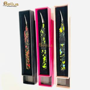 <b>Professional</b> Semi Curved Eyelash Extension Tweezers Double Tone Paper Coated Stainless Steel Durable Custom Logo Salon Use - Product Image 4