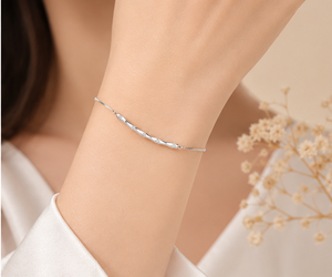 925 Sterling <b>Silver</b> Rhodium Plated CZ Curved Bar <b>Bracelet</b> <b>Adjustable</b> Box Chain Minimalist Diamond-Look <b>Bracelet</b> for Women Fine - Product Image 3