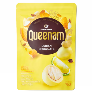 รับผลิตขนมช็อกโกแลตดรากีแบบขายส่ง OEM/ODM ฮาลาล ช็อกโกแลตเคลือบทุเรียน อัลมอนด์ เม็ดมะม่วงหิมพานต์ 75 กรัม พร้อมจำหน่าย - Product Image 1