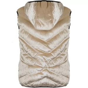 Chaleco Acolchado Beige para Mujer con Capucha y Cierre de Cremallera, Material de Poliéster - Product Image 2