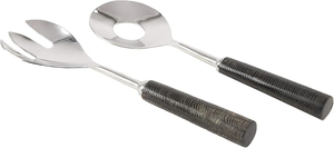 Cuillère à riz vintage en acier inoxydable écologique pour décoration de mariage, finition miroir, ensemble de couverts gaufrés - Product Image 4