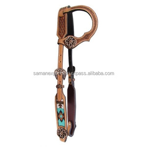 Mejor calidad hecho a mano 100% cuero genuino occidental con cuentas una oreja Headstall proveedor al por mayor fabricante - Product Image 2