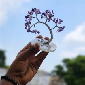 Árbol de Piedras Preciosas Fengshui Hecho a Mano con Cuarzo Rosa, Amatista y Rodaja de Ágata, Tema del Amor, Venta al por Mayor de AAMEENA AGATE - Product Image 2