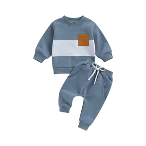 Ensemble de survêtement d'hiver pour enfants, fabricant OEM, vente en gros, coton de haute qualité, sweat à capuche et pantalon de jogging, doux, chaud, vêtements décontractés - Product Image 1