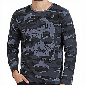 Unisex Casual Plus Size Camouflage Custom T-<b>Shirt</b> Wholesale India OEM Crew Neck Printed Poly Cotton Triblend T-<b>shirt</b> Sale - Product Image 1