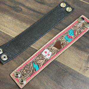 Manufacturer Wholesale Hand Tooled <b>Leather</b> Cuff <b>Bracelet</b> High Quality Genuine Cowhide <b>Leather</b> Wristband <b>Bracelets</b> <b>Men</b> & Women - Product Image 5