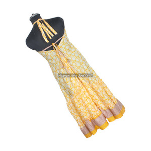 Robes de soirée élégantes sans manches en soie vintage pour femmes, style sari, prix de gros, assortiment varié - Product Image 6