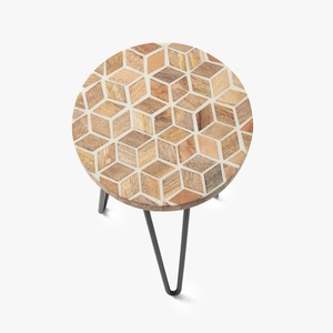 Macetero Redondo de Madera Premium con Incrustaciones de Madreperla y Soporte de Hierro, Moderno, para Interiores y Exteriores, Jardín, Patio - Product Image 5
