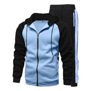 Conjunto Deportivo para Hombre con Capucha, Bloques de Color Morado y Amarillo, Cierre de Cremallera, Manga Larga, Estilo Casual para Otoño - Product Image 2