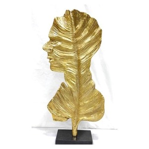 Modern Gold Metal Face Sculpture Abstract <b>Art</b> Decorative Figurine Tabletop Ornament for Home Office Living Room Decor - Product Image 1