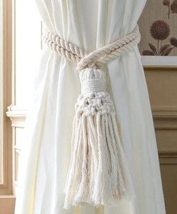 <b>Macrame</b> Curtain Tiebacks: Boho Cotton Window Decor - Product Image 3
