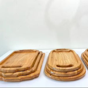 Plateau en bois massif écologique avec poignées pour le thé, le café, les collations, la nourriture, usage domestique, vente en gros, pour la cuisine, l'hôtel, le petit-déjeuner - Product Image 1