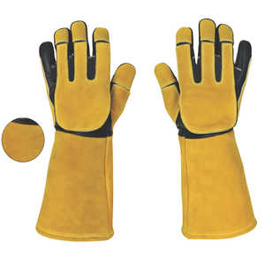 Guantes de Seguridad de Cuero Amarillo, Protección Térmica hasta el Codo, Ecológicos, Transpirables, para Soldadura, Uso en Exteriores en las Cuatro Estaciones, de Algodón - Product Image 3