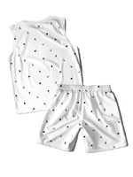 Two Men's Summer Casual Sleepwear Featuring Sleeveless Crew Neck Vests Drawstring Shorts Pockets 100% Cotton Knitted Breathable