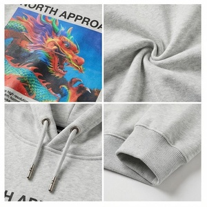 Sweat-shirt à capuche gris pour homme North Approach avec imprimé dragon, poche avant, coupe classique, vêtement d'automne - Product Image 4