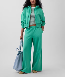 Wholesale Sets for Women Custom 100% Cotton Long Sleeve Full <b>Zip</b> Hoodie Oversized Loose Fit Drawstring Wide Leg Pants OEM Made - Product Image 3