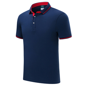 Chemise pour homme bleu foncé à manches courtes, tissée, avec col et poignets à carreaux, style décontracté, coupe classique, 100% polyester respirant - Product Image 1