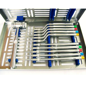 Kit d'osteotomes pour sinus lift, instruments de chirurgie implantaire dentaire, marteau Mead droit et décalé, en acier inoxydable, cassette CE - Product Image 1
