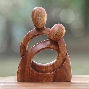 Escultura romántica de madera, color marrón, 8 pulgadas de alto, Eternidad del Amor, escultura romántica de madera marrón hecha a mano, arte decorativo para parejas. - Product Image 6