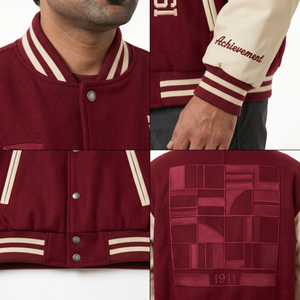 Veste universitaire personnalisée en laine méltone 550 GSM de qualité supérieure pour homme, manches en cuir pleine fleur, coupe oversize, style streetwear, 3XL, PU - Product Image 4
