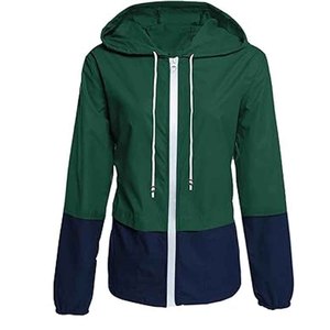 Hooded Lightweight Waterproof Windbreaker Jacket Unisex Olive Green Polyester Casual Spring Outdoor <b>Coat</b> <b>Zipper</b> Closure - Product Image 5