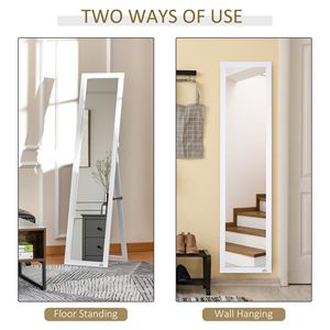 Shatterproof Full-Size <b>White</b> <b>Rectangle</b> Decorative Wall <b>Mirror</b> Floor Standing or Wall Mounted for Bedroom Living Room Use - Product Image 5