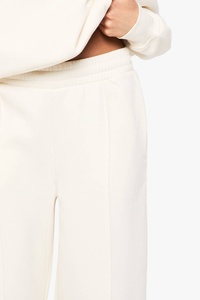 Pantalon de survêtement large décontracté en molleton de coton taille haute pour femme, style streetwear, devant plat, long - Product Image 3