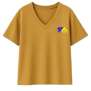 Camiseta de Cuello en V Personalizable de Primera Calidad para Mujer, Manga Corta, Estampada, Talla Grande, Informal, Lisa, Verano, OEM Disponible - Product Image 1