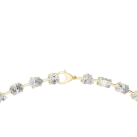 Collier tennis personnalisé en or jaune 18 carats avec diamants de laboratoire à taille mixte de 21,4 carats |   Fabricant de bijoux en marque privée