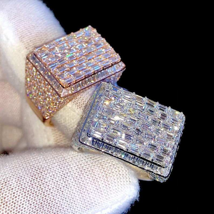 Bague de luxe en moissanite baguette sertie de pierres, en argent sterling, pour homme, style hip-hop, bijou de mode affirmé - Product Image 6