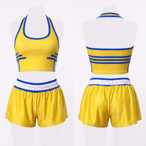 Ensemble short et soutien-gorge pour femmes, tenue de danse scénique, vêtements de gymnastique, uniforme de cheerleading personnalisé, vente en gros OEM, sublimation, strass - Product Image 3