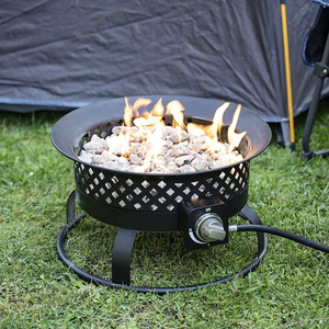 Coated Black Wood Burning Steel Firepit BBQ Grill Spark <b>Screen</b> <b>Cover</b> and Poker for Camping Beach or Backyard Use - Product Image 2