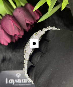 Montre automatique de luxe pour homme en acier inoxydable, style hip-hop, avec breloque en verre analogique et moissanite VVS colorée, vente en gros - Product Image 6