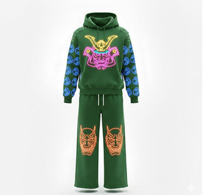 Sweat à capuche homme imprimé numérique futuriste, motif néon central et manches à motif de circuits, haut techwear vibrant - Product Image 2