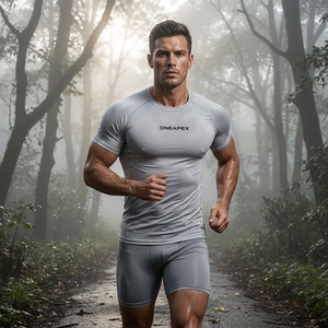 Camiseta de Compresión para Hombre, Manga Corta, Deportiva, para Gimnasio, Entrenamiento, Ropa Deportiva, Logotipo Personalizado, Fitness, Running, Ejercicio, Logotipo Frontal - Product Image 5