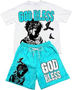 T-shirt noir surdimensionné pour homme avec imprimé Los Angeles vert, manches courtes, col rond, style streetwear, jersey en coton respirant - Product Image 4