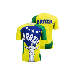 Maillot de football pour homme à manches courtes, logo imprimé sur le devant, séchage rapide, respirant, col rond, 100% polyester, t-shirt décontracté de sport d'été - Product Image 4