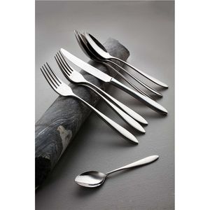 Juego de Cubiertos de Acero Inoxidable con Mango de Bambú Moderno, Cubertería de Lujo Plateada, Juego de Cubiertos con Acabado Espejo, Cuchara, Tenedor y Cuchillo - Product Image 6