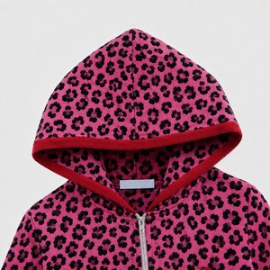 Women's <b>Pink</b> Leopard Print 2 Piece Contrastline Premium <b>Tracksuit</b> Set Cropped Hoodie Casual Streetwear Jogger For Women Wear - Product Image 5