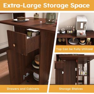 Set Tavolo da Pranzo Ovale Allungabile e Pieghevole con Credenza a Parete e Spazio di Archiviazione per Piccoli Appartamenti - Product Image 4