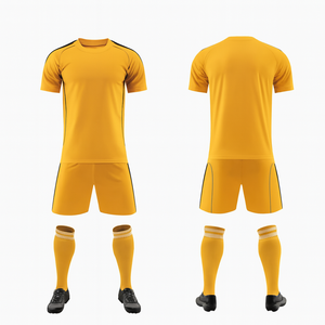 Conjunto de Camiseta de Fútbol Sublimada Personalizada para Hombre, Amarilla, de Poliéster que Absorbe la Humedad, Manga Corta, Cuello Redondo, Ropa Deportiva para Toda Temporada - Product Image 1