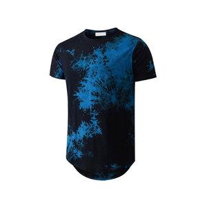 T-shirt à manches courtes pour homme, col rond, coupe classique, tricoté, décontracté, motif tie-dye rose - Product Image 3