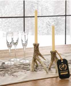 Ensemble de bougeoirs rustiques en résine en forme de bois de cerf, support de bougie en fausse corne, centre de table vintage style campagnard - Product Image 1