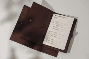 Porte-menu en cuir véritable de qualité supérieure, porte-menu double page, vente en gros, couverture de menu de restaurant, menu personnalisé, ALM-0064 - Product Image 2
