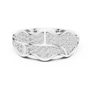 Bague de luxe pour homme en or blanc 18 carats avec motif ondulé et diamants de laboratoire pavés, moins de 1 carat, or rose, blanc, jaune - Product Image 1