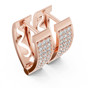 Ensemble de boucles d'oreilles créoles UNIQUE 2-en-1 avec diamants de laboratoire, en or rose 18 carats plaqué rhodium, taille brillant, pour usage quotidien, pour femme - Product Image 1