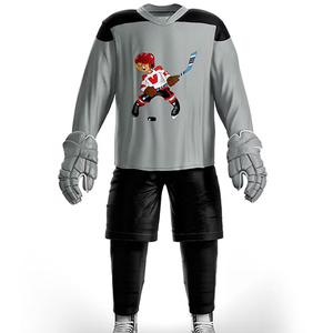 Nouvel arrivage – Uniforme de hockey sur glace imprimé 100 % polyester respirant, personnalisable, unisexe, faible coût, MOQ 10 ensembles, vente en gros - Product Image 4