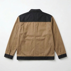 Khaki Black Contrast Utility Jacket| Workwear Button Up Jacket| Oversized Multi Pocket Streetwear Coat | Custom OEM Manufacturer - Product Image 2